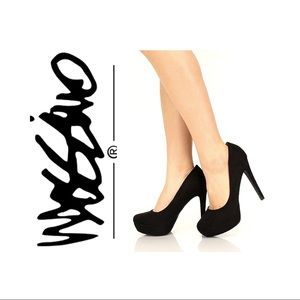 EUC Black Suede Platform Heels